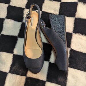 Alex Marie Black Glitter Wedges